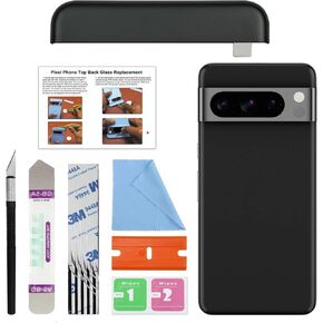 GREEN FUSION Compatible with Pixel 8 Pro Upper Back Glass Replacement, Top Rear Glass Cover for Pixel 8 Pro (Top Section), Includes Repair Tools & Instruction, Obsidian
