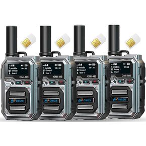 M9 Walkie Talkie with SIM Card Unlimited Range Worldwide Available PoC Two Way Radios Long Range 6800mAh Battery AES256 Encryption Zinc Alloy IP54 Noise Reduction Type-C Charging 2 Pack