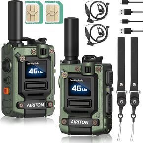 Walkie Talkies Fast Radio Radio Unlimited Range 4G لمسافة طويلة على ارتفاع 5000 ميل باليد POC POC ثنائية الاتجاه للتحدث عن الراديو الخلوي طويل المدى Walkie Talkie للمجموعة (وحدتين مع بطاقة SIM)