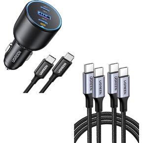 UGREEN Bundle: 130W USB-C Car Charger + 2x 100W USB-C Cables