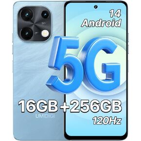 UMIDIGI Note 100 5G Unlocked Cell Phone, 5G Dual SIM Android 14 Phone, 50MP Camera,16(8+8) GB+256GB/TF 1TB Expend Smart Phone, 6.8" HD+120Hz Display, Fingerprint+AI Face Unlock, Dual Mic(White)