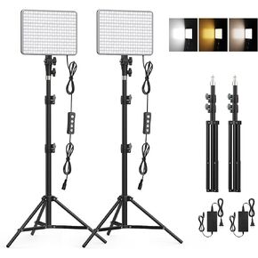 30W Upgraded Photography Lighting Kit, Anautin 2-Pack LED Video Lighting for Video Recording, 3700Lux Studio Lights with Tripod Stand for Photography, Streaming, Gaming, Podcast, Filming, Vlogging