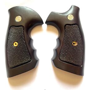 BMPL Hardwood K/L Frame Square Butt Revolver Handgun Grips Finger Groove Checkered Handcraft Handmade Deluxe Glossy #KS072
