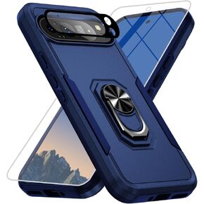 لحالة Google Pixel 9 Pro XL [15 قدمًا من الحماية من الدرجة العسكرية] مع حامي الشاشة وحامي العدسة ، قضية Kickstand مقاومة للصدمات للبكسل 9 Pro XL (Blue Dark)