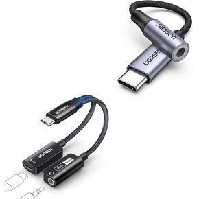 UGREEN Magnetic USB C to 3.5mm Audio Adapter and Charger 2 in 1 Hi-Res 32bit/384kHz Bundle with USB C to 3.5mm Audio Adapter Type C to Headphone Aux Jack Dongle