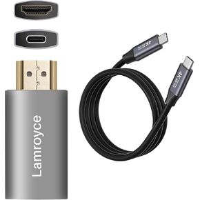4K USB C to HDMI Adapter, Uni-Directional Type-C Female (Source) to HDMI Male (Screen) Converter, 4K@60Hz Resolution for iPhone 16/15 Series, MacBook, iPad, Galaxy 23-with USB C to C 3.2 Gen2 Cables