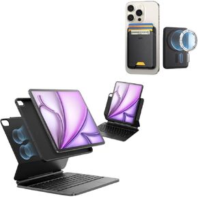 ESR iPad Air 13 Inch Case Keyboard (M3/M2, 2025/2024) Bundle with Slim MagSafe Wallet 5-Card Holder, Easy-Set Magnetic Stand, Portrait/Landscape Mode, Removable Case with Multi-Touch Trackpad