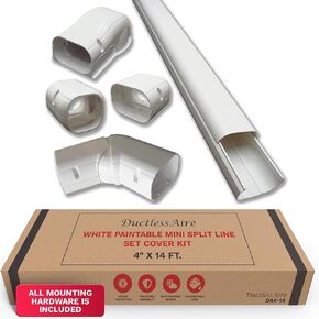 4" 14 Ft Line Set Cover Kit Pro Series for Mini Split Air Conditioners and Heat Pumps Decorative Tubing Cover