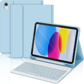 KBCASE Keyboard Case for iPad A16 11 inch 2025 / 10th Generation 10.9 inch 2022, Detachable Wireless Keyboard Cover with Pencil Holder for iPad 11/10th Gen (Black)