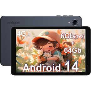 Android 14 Tablet 8 inch Gaming Tablets with Keyboard, 4G LTE Dual SIM, 6GB RAM 64GB ROM (Expandable to 1TB), Dual Camera, HD Display, C1 Kids Tablet with Leather Case, Mouse and Stylus