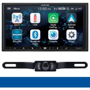 Alpine iLX-W650 Digital Receiver with CarPlay and Android Auto with DICA LPCAMC-1 License Plate Camera