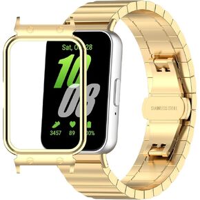 Metal Strap Compatible with Samsung Galaxy Fit 3 SM-R390, Thin Light Stainless Steel Band with Buckle Protective Cover for Galaxy Fit 3