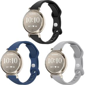 3 Pack Slim Silicone Watch Bands Compatible with Garmin Lily 2,14mm Soft Thin Narrow Band Sport Replacement Wristband for Garmin Lily 2 / Lily 2 Classic for Women Men