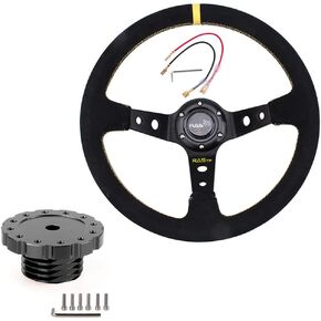 Rastp 13.58 " / 345 ملم عجلة القيادة مع محول عجلة التوجيه SIM للسباق من أجل Thrustmaster T500 / T300 / TS-PC ، TS-XW (أصفر أسود)