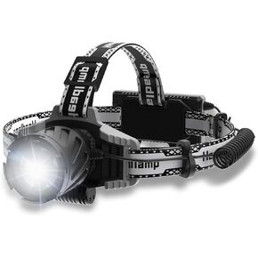 600000 LM LED Headlamp, Super Bright Zoomable Sensor Hunting Head Lamp, 4 Modes & IPX7 Waterproof Headlamps Rechargeable, 90° Adjustable Headlamp, Suitable for Hunting, Fishing, and Running