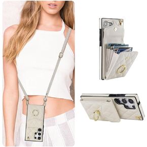 QLTYPRI Crossbody Wallet Case for Samsung Galaxy S25 Edge, PU Leather Phone Case with RFID Blocking Card Slots Holder Ring Kickstand Wrist Strap Lanyard Handbag Purse Cover - Rose Gold