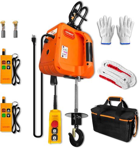 PRO Electric Hoist, 1600W 1,100lb Electric Winch with Single/Double Hooks, Dual Wireless Remote & Cable Remote, 110V/120V, 30ft Lifting Height for Garage, Warehouse, Factory, and Farm in Saudi Arabia