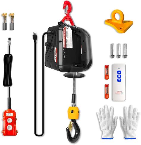 PRO Electric Hoist, 1600W 1,100lb Electric Winch with Single/Double Hooks, Dual Wireless Remote & Cable Remote, 110V/120V, 30ft Lifting Height for Garage, Warehouse, Factory, and Farm in Saudi Arabia