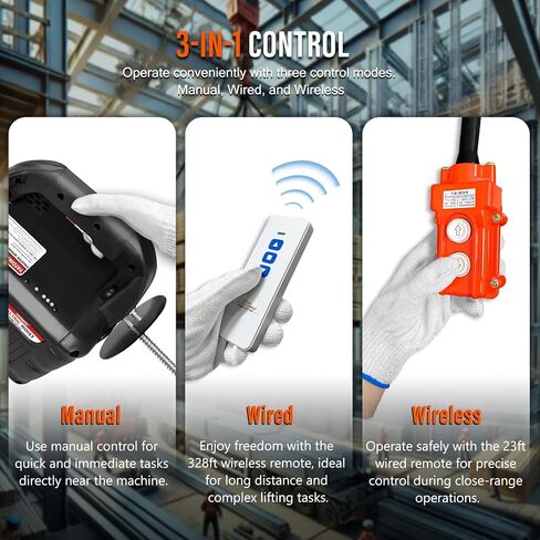 PRO Electric Hoist, 1600W 1,100lb Electric Winch with Single/Double Hooks, Dual Wireless Remote & Cable Remote, 110V/120V, 30ft Lifting Height for Garage, Warehouse, Factory, and Farm in Saudi Arabia