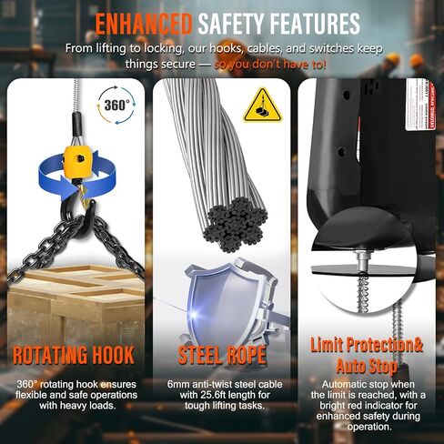 PRO Electric Hoist, 1600W 1,100lb Electric Winch with Single/Double Hooks, Dual Wireless Remote & Cable Remote, 110V/120V, 30ft Lifting Height for Garage, Warehouse, Factory, and Farm in Saudi Arabia