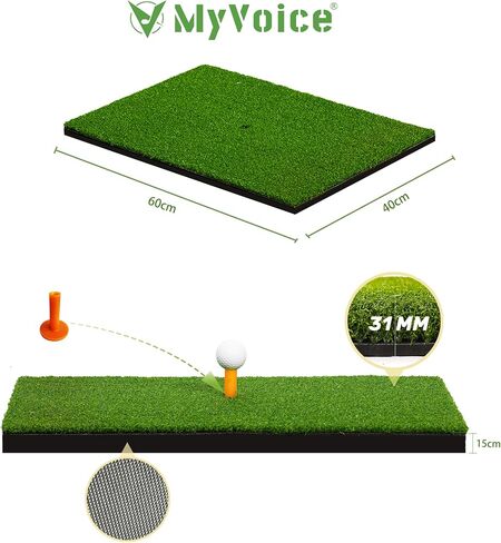 Upgraded 6-in-1 Golf Hitting Mat – MyVoice 5x4ft Thickened Golf Training Mat for Indoor & Outdoor Practice for Swing, Chipping, Driving, and Putting – Ideal Golf Training Equipment for All Golfers in Saudi Arabia