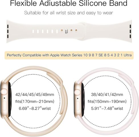 6 حزمة أشرطة السيليكون متوافقة مع Apple Watch Band 42mm 41mm 40mm 38mm 46mm 45mm 44mm 49mm النساء الرجال ، حزام معصم ناعم للرياضة لسلسلة Iwatch Series 10 9 8 7 5 4 3 2 1 SE in Kuwait