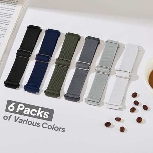 6 Pack Stretchy Bands Compatible with Samsung Galaxy Watch 7 6 5 4 40mm 44mm/Galaxy Watch 6 4 Classic 42mm 46mm 43mm 47mm/Galaxy 5 Pro 45mm/Active 2, 20mm Elastic Nylon Sport Strap for Men Women in Kuwait
