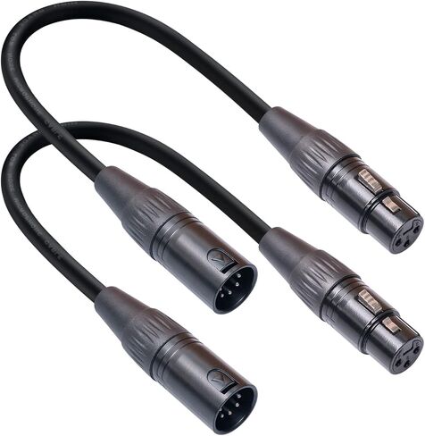 2-Pack 3Pin-XLR Female to 5Pin-XLR Male Audio Cable 1FT for Mixer, DMX Lightspeed, DMX Controller in Kuwait