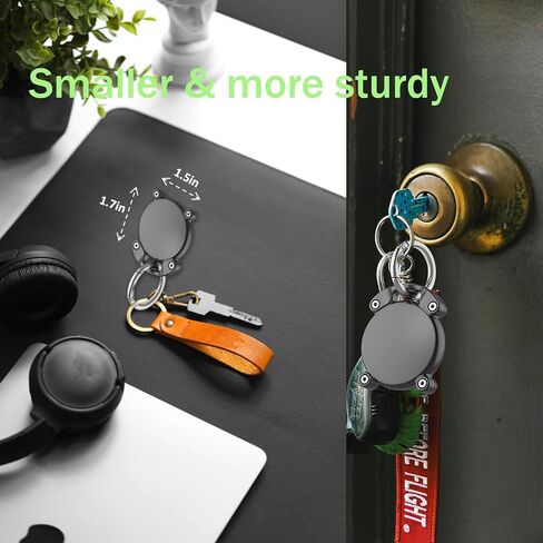 AirTag Keychain | Screw Full Cover Waterproof | Key Holder Durable ABS Full Coverage |Thick Round Buckle | Compact and Beautiful | Airtag Holder Suitable for 7 Major Scenarios | Black in Saudi Arabia