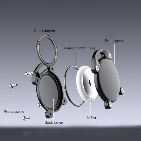 AirTag Keychain | Screw Full Cover Waterproof | Key Holder Durable ABS Full Coverage |Thick Round Buckle | Compact and Beautiful | Airtag Holder Suitable for 7 Major Scenarios | Black in Saudi Arabia
