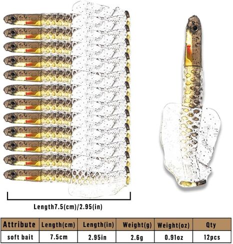Fishing Lures, Set of 10 Realistic Shrimp Lures, Silver and Gold in Saudi Arabia