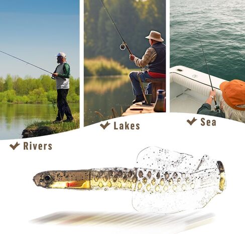 Fishing Lures, Set of 10 Realistic Shrimp Lures, Silver and Gold in Saudi Arabia