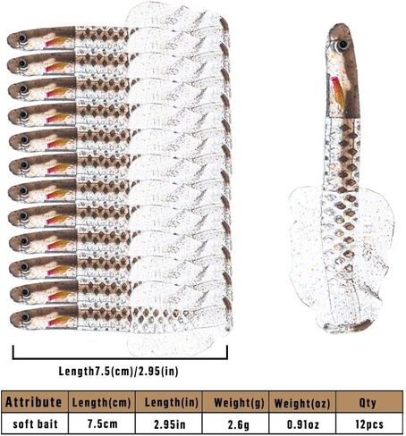 Fishing Lures, Set of 10 Realistic Shrimp Lures, Silver and Gold in Saudi Arabia