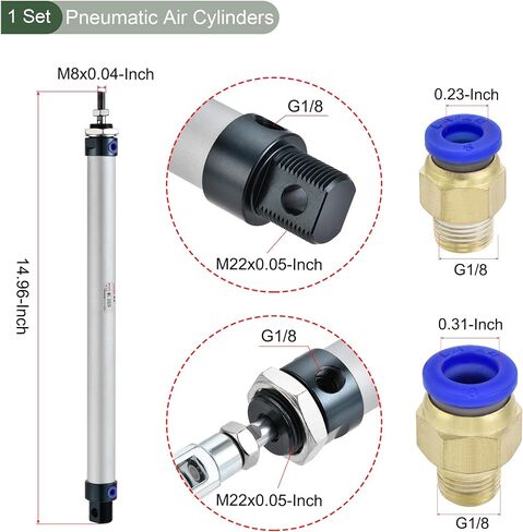 YOKIVE Pneumatic Air Cylinders, with Y Connectors and Quick Fitting Great for Automatic Equipment (20mm Bores 200mm Stroke) in Saudi Arabia