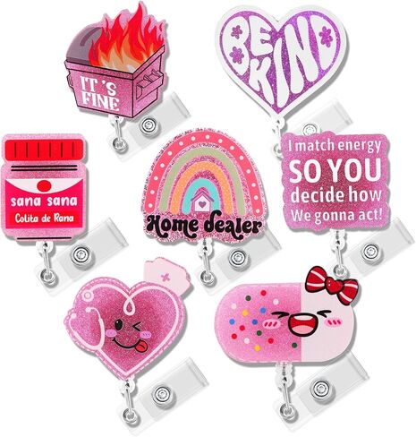 8 PCS Nurse Badge Reels Set Retractable ID Badge Holder with ID Clip Funny Nurses Doctors Medical Assistants Essentials for Work for NICU LN LPN CNA Mental Health in Kuwait