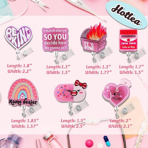 8 PCS Nurse Badge Reels Set Retractable ID Badge Holder with ID Clip Funny Nurses Doctors Medical Assistants Essentials for Work for NICU LN LPN CNA Mental Health in Kuwait