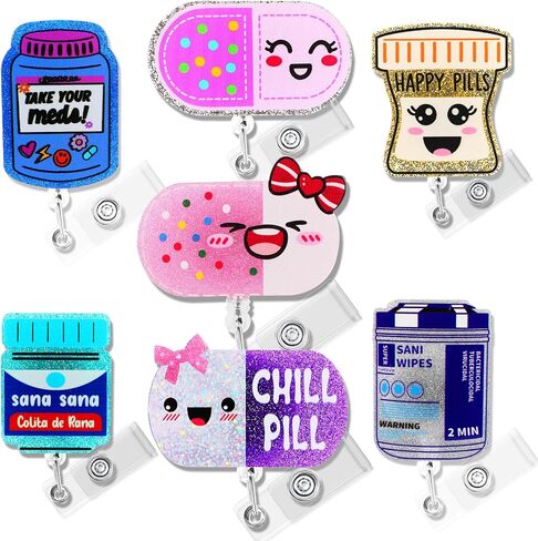 8 PCS Nurse Badge Reels Set Retractable ID Badge Holder with ID Clip Funny Nurses Doctors Medical Assistants Essentials for Work for NICU LN LPN CNA Mental Health in Kuwait