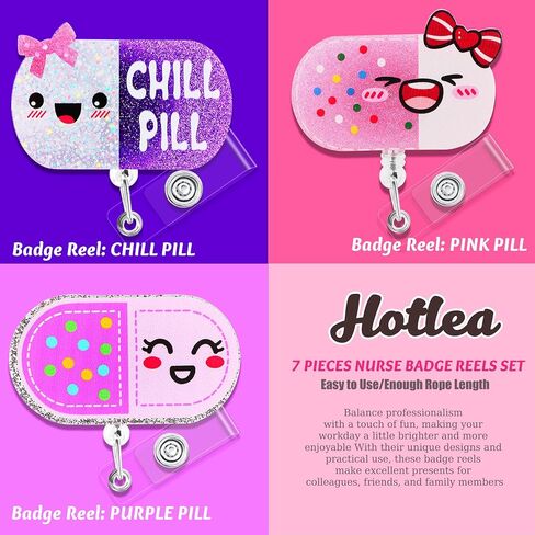 8 PCS Nurse Badge Reels Set Retractable ID Badge Holder with ID Clip Funny Nurses Doctors Medical Assistants Essentials for Work for NICU LN LPN CNA Mental Health in Kuwait
