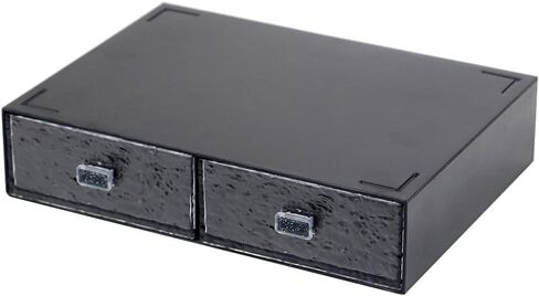 Desk Drawer Organizer, Water ripple Stackable Office Supplies Desk Organizer, Plastic Storage Drawer, Desk Grocery Organizer For Stationery/Office Supplies/School/Home (Black, 3 Compartments) in Kuwait
