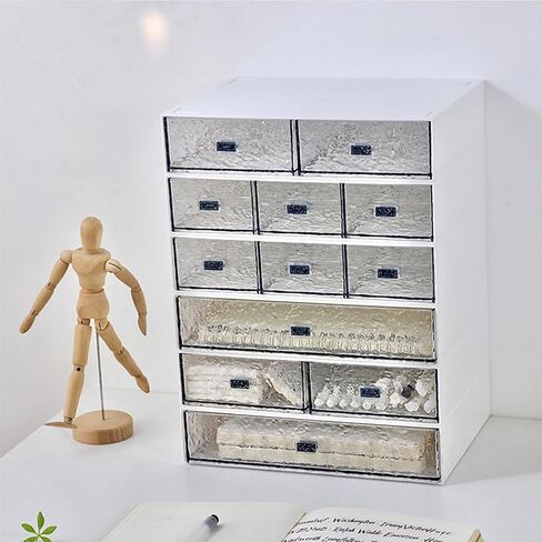 Desk Drawer Organizer, Water ripple Stackable Office Supplies Desk Organizer, Plastic Storage Drawer, Desk Grocery Organizer For Stationery/Office Supplies/School/Home (Black, 3 Compartments) in Kuwait