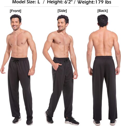 SACUIMAN Mens Sweatpants with Zipper Pockets Open Bottom Athletic Pants for Workout,Running,Training,Jogging,Gym in Kuwait