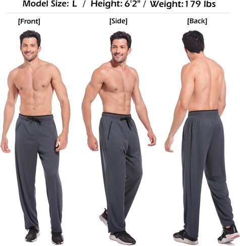 SACUIMAN Mens Sweatpants with Zipper Pockets Open Bottom Athletic Pants for Workout,Running,Training,Jogging,Gym in Kuwait
