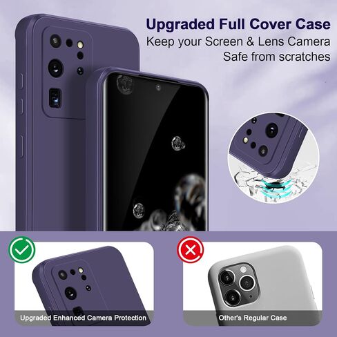 Case for Samsung Galaxy S20 Ultra, Soft Silicone Case with Upgraded Camera Protection, Shockproof Slim Case Cover with Anti-Scratch Microfiber Lining, Deep Purple in Kuwait