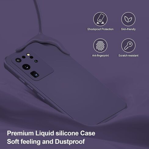 Case for Samsung Galaxy S20 Ultra, Soft Silicone Case with Upgraded Camera Protection, Shockproof Slim Case Cover with Anti-Scratch Microfiber Lining, Deep Purple in Kuwait