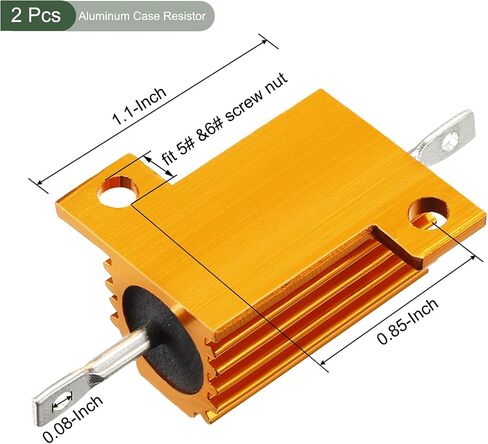 YOKIVE 2 Pcs Aluminum Case Resistor, Office LED Converter Replacement Wirewound Resistance, Great for Daily Use (Gold, 25W 250 Ohm) in Saudi Arabia