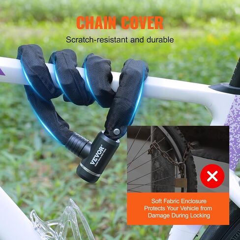 VEVOR Bike Chain Lock, 3.94 Ft Combination Bicycle Chain Lock with 4 Keys, Heavy Duty Anti-Theft High Security Bike Locks, Perfect for Bike, Motorcycle, Scooter, Bicycle, Door, Fence or Gate, 8mm in Saudi Arabia