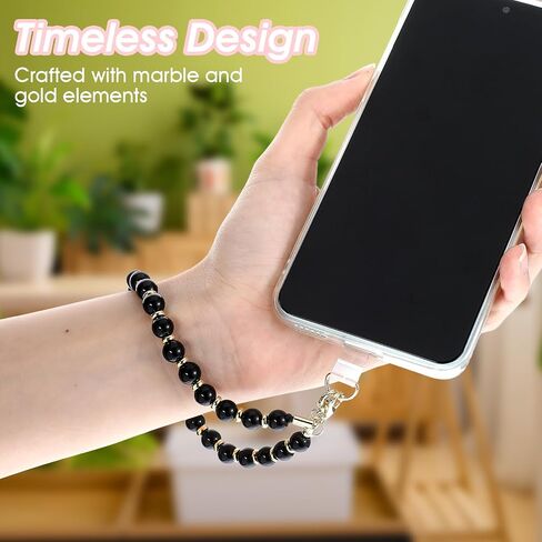 Lusofie Phone Charms Strap for Women Marble Beaded Phone Wrist Strap with Phone Tether Tab Cute Phone Bracelet Strap in Kuwait