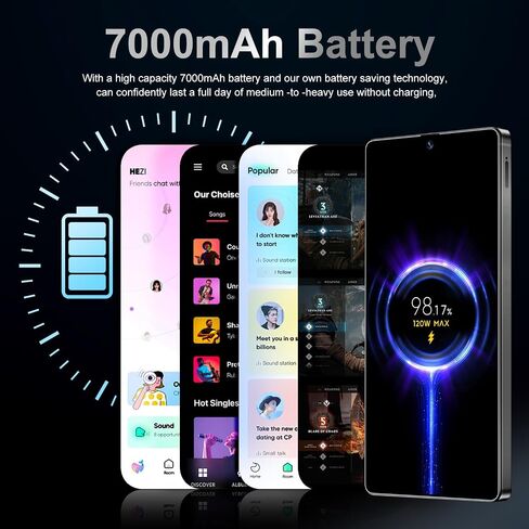 MMY I25 Ultra 5G Smartphone Smartphort ، 8GB+256GB الهاتف الخليوي بالكامل لـ Android 14 ، 6.99 "هاتف محمول غير مؤمن ، 7000 مللي أمبير ، 68 ميجابكسل+108 ميجابكسل كاميرا مزدوجة/قفل SIM/بصمات الأصابع المزدوجة (أسود) in Kuwait