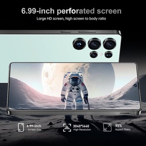 MMY I25 Ultra 5G Smartphone Smartphort ، 8GB+256GB الهاتف الخليوي بالكامل لـ Android 14 ، 6.99 "هاتف محمول غير مؤمن ، 7000 مللي أمبير ، 68 ميجابكسل+108 ميجابكسل كاميرا مزدوجة/قفل SIM/بصمات الأصابع المزدوجة (أسود) in Kuwait
