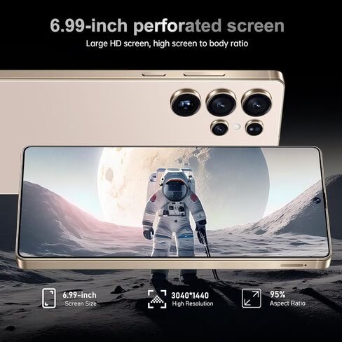 MMY I25 Ultra 5G Smartphone Smartphort ، 8GB+256GB الهاتف الخليوي بالكامل لـ Android 14 ، 6.99 "هاتف محمول غير مؤمن ، 7000 مللي أمبير ، 68 ميجابكسل+108 ميجابكسل كاميرا مزدوجة/قفل SIM/بصمات الأصابع المزدوجة (أسود) in Kuwait